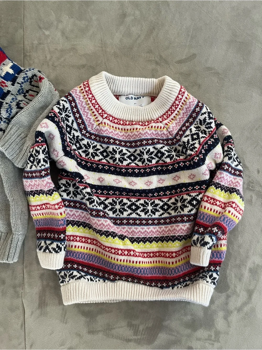 Old Navy and Gap Kids Fair Isle Sweater Duo in Gray, Navy, Pink, Yellow 18m-2T